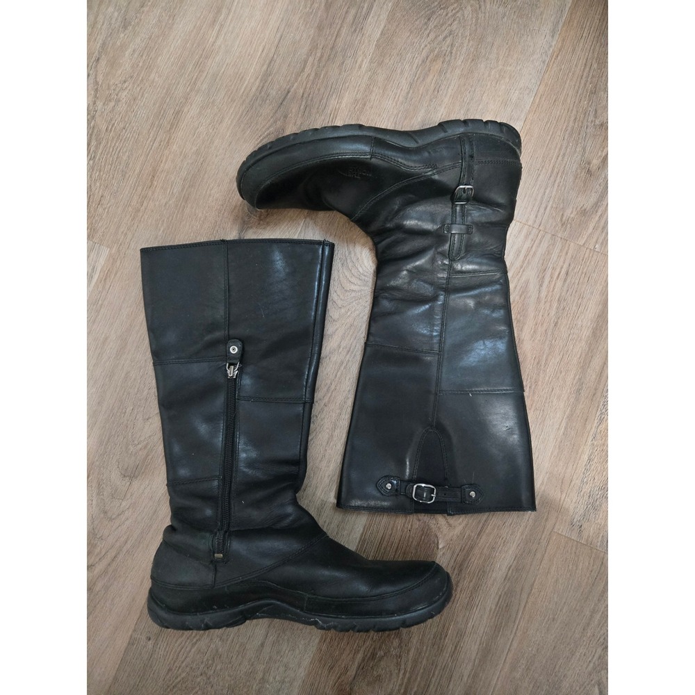 The North‎ Face Black Leather Tall Knee High Riding Boots Women Side Zip 9